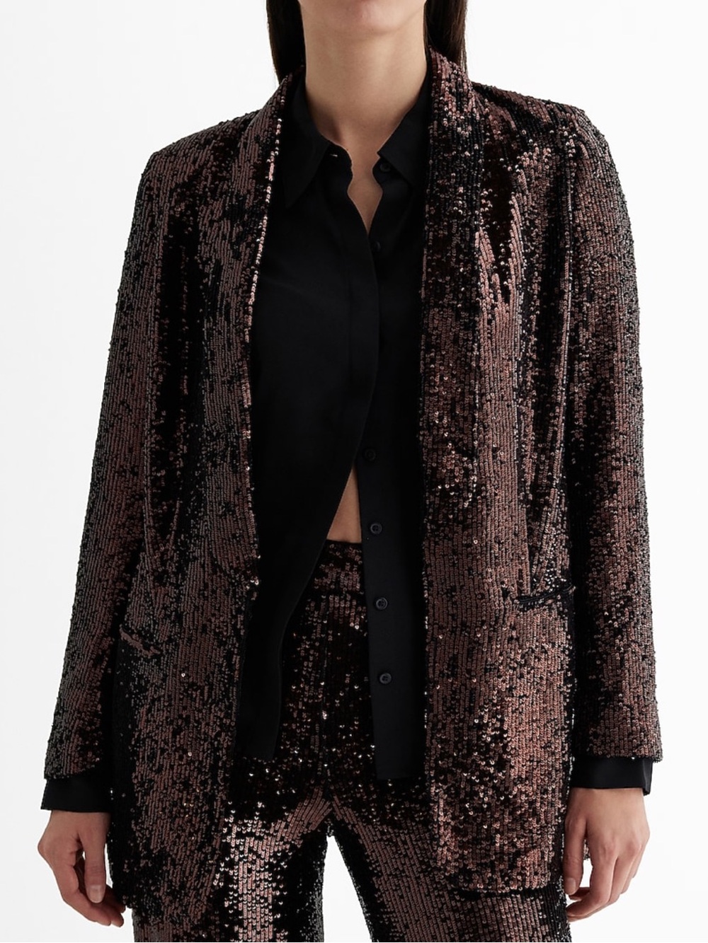 Express Sequin Open Front Boyfriend Blazer